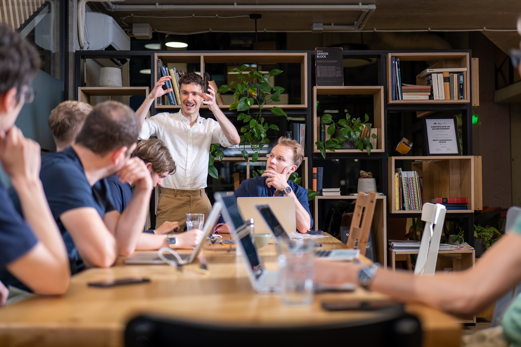 Andrii Shylenko presenting to a team during a working session