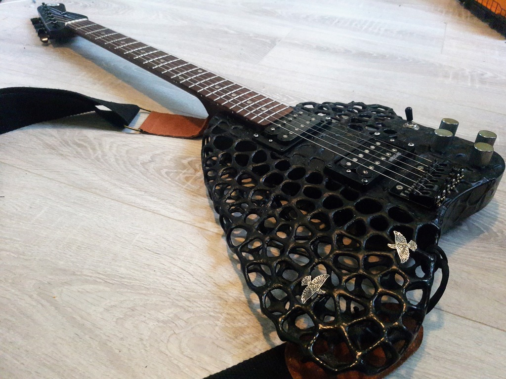 3d printedguitar top view, angle